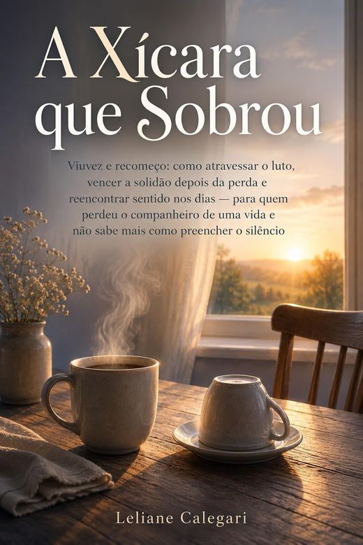 Capa do livro A Xícara que Sobrou, de Leliane Calegari — sobre luto na viuvez e recomeço da rotina