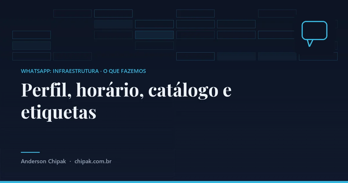 Perfil, horário, catálogo e etiquetas, da família whatsapp: infraestrutura: A arrumação básica do WhatsApp que quase ninguém faz: o que a pessoa vê antes de te escrever, o que ela vê for